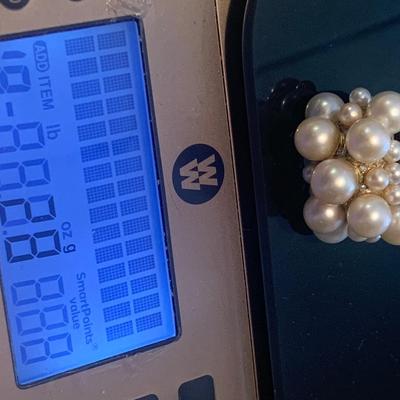 Large 18k Gold Pearl & Diamond Cluster Estate Ring