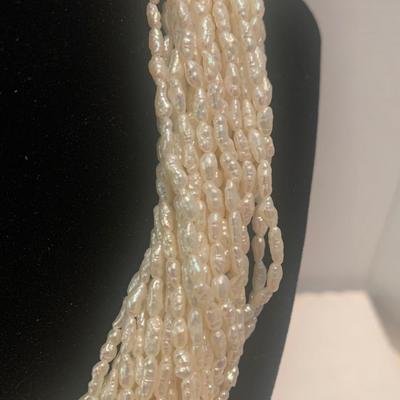 Twisted Pearl Necklace Silver Clasp