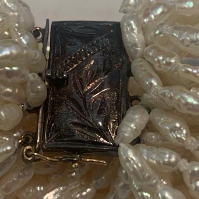 Twisted Pearl Necklace Silver Clasp