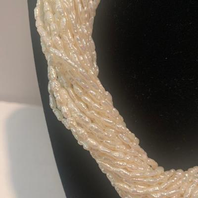 Twisted Pearl Necklace Silver Clasp