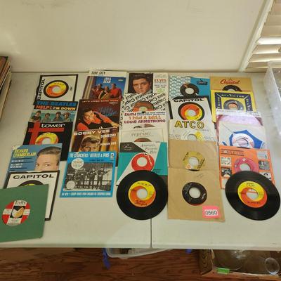 Collection of 45 RPM Records Beatles, Elvis Bobby Vee, Jan & Dean, Jukebox