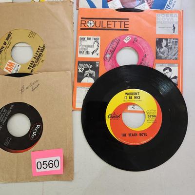 Collection of 45 RPM Records Beatles, Elvis Bobby Vee, Jan & Dean, Jukebox