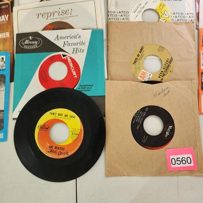 Collection of 45 RPM Records Beatles, Elvis Bobby Vee, Jan & Dean, Jukebox