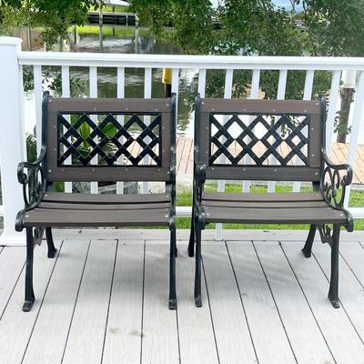 Pair (2) ~ Heavy Iron Polyboard Oversized Garden Chairs