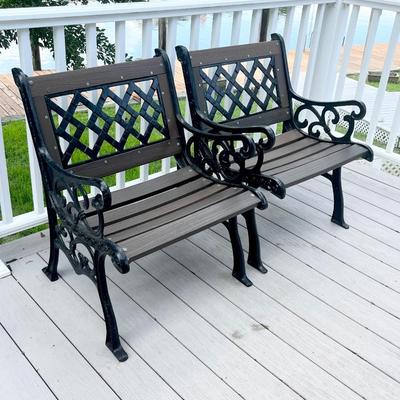 Pair (2) ~ Heavy Iron Polyboard Oversized Garden Chairs