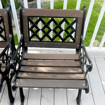 Pair (2) ~ Heavy Iron Polyboard Oversized Garden Chairs
