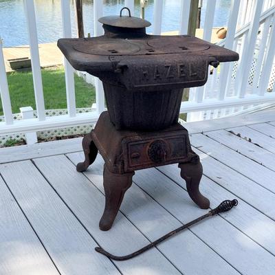 HAZEL ~ Vtg. Cast Iron 2 Burner Wood Burning Stove ~ Heavy