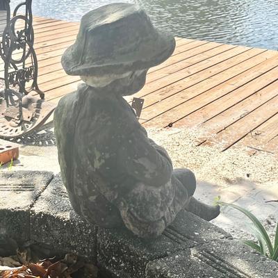Cement Fishing Boy Statue