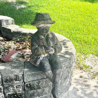 Cement Fishing Boy Statue
