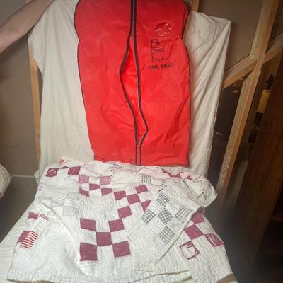 Vintage quilt w/ Otis Bro.s Clothing bag