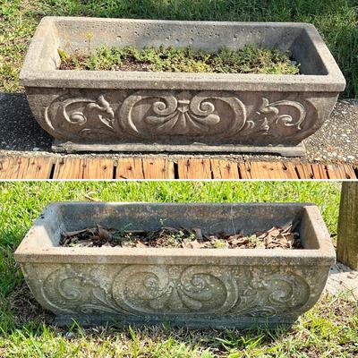 Pair (2) Rectanglular Cement Planters