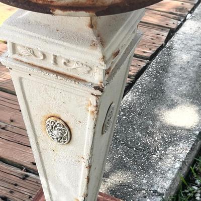 Antique White Destressed Cast Iron Bird Bath / Plant Stand ~ Heavy