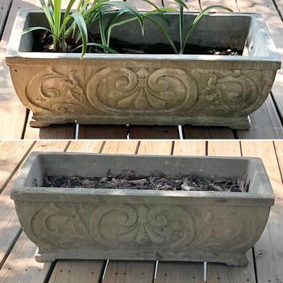 Pair (2) ~ Rectangular Cement Planters