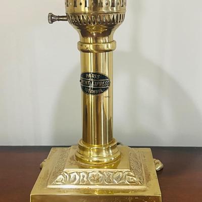 THREE 1950s Solid Brass Paris Orient Express Istanbul Lamp With Adjustable Shade