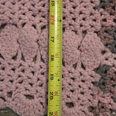 (2) Pink and Gray Crochet Rugs