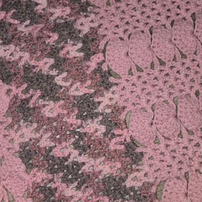 (2) Pink and Gray Crochet Rugs