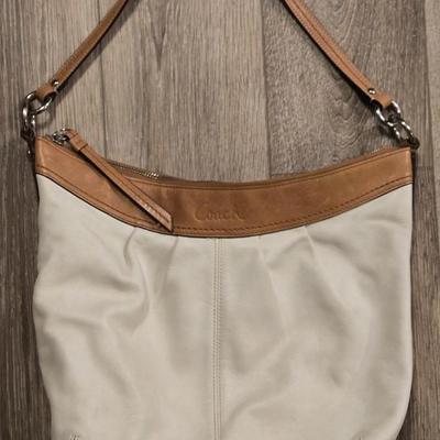 White & Tan COACH Purse