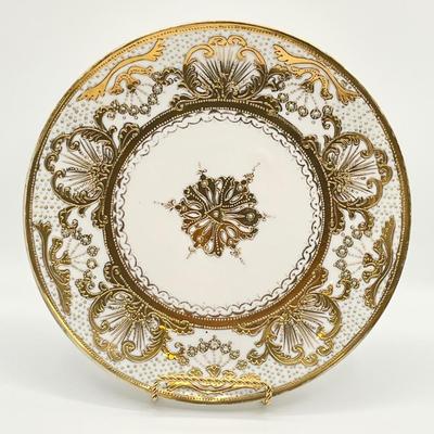 NIPPON ~ Gold Beaded Raised Enameled Plate