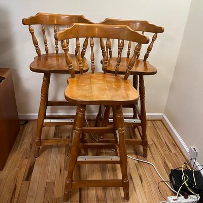 Trio of Wooden Bar Stools (DR-MG)