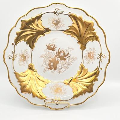 WEIMAR ~ Jutta ~ Gold Leaf Design Porcelain Serving Plate