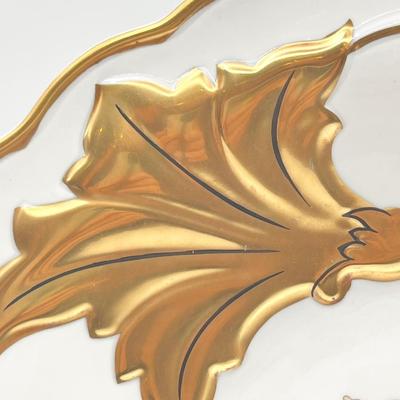 WEIMAR ~ Jutta ~ Gold Leaf Design Porcelain Serving Plate