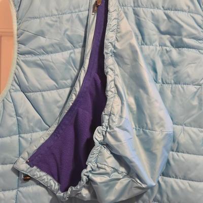 Light Blue Puffer Vest with Removable Hood