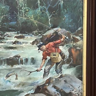 VINTAGE JAMES M SESSIONS "STRIKE OF A STEELHEAD" VINTAGE PRINT MOUNTED