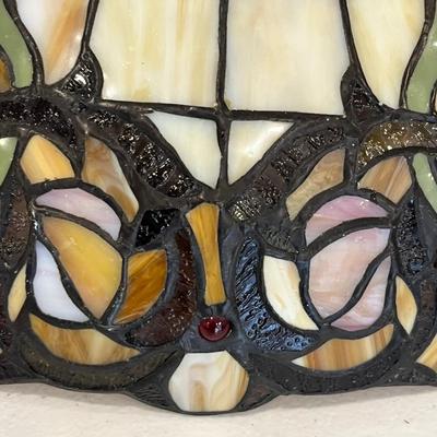 21” Round Tiffany Style Floral Lampshade ~ Stained Glass Shade