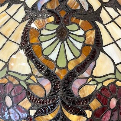 21” Round Tiffany Style Floral Lampshade ~ Stained Glass Shade