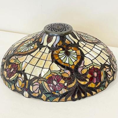 21” Round Tiffany Style Floral Lampshade ~ Stained Glass Shade