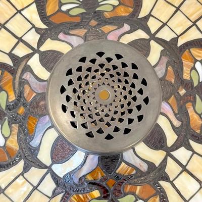 21” Round Tiffany Style Floral Lampshade ~ Stained Glass Shade