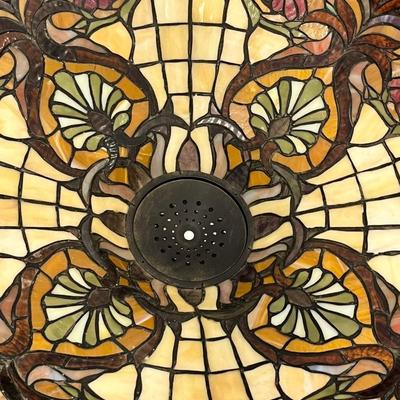 21” Round Tiffany Style Floral Lampshade ~ Stained Glass Shade