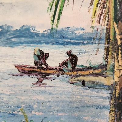 African Oil on Canvas Painting Signed 17x12
