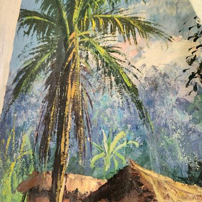 African Oil on Canvas Painting Signed 12x17