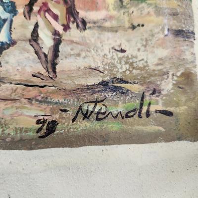 African Oil on Canvas Painting Signed 12x17