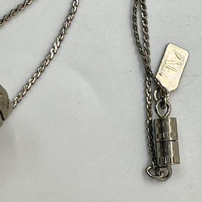1928 Silver Tone Bottle Pendant Necklace