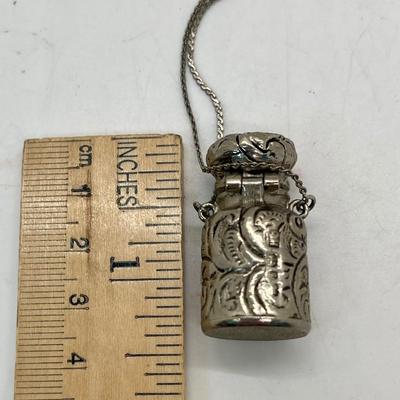 1928 Silver Tone Bottle Pendant Necklace
