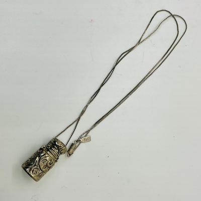 1928 Silver Tone Bottle Pendant Necklace