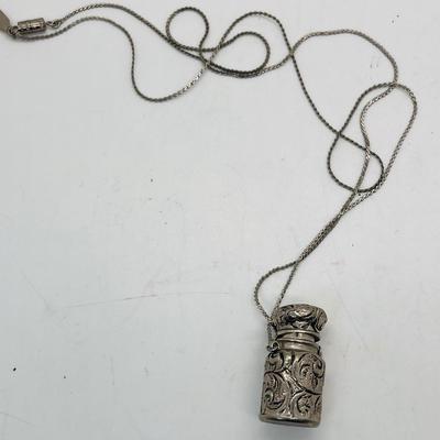 1928 Silver Tone Bottle Pendant Necklace