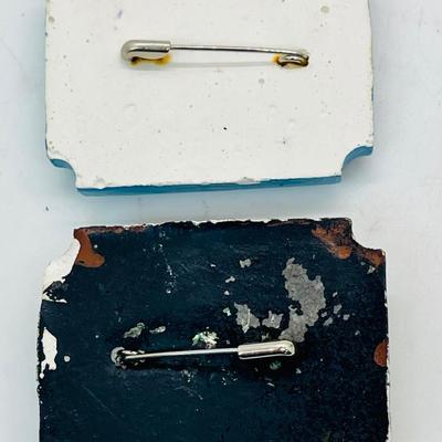 Homemade Hand-Painted Ceramic Brooch Pin