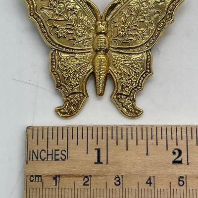 Vintage Signed Gold Toned 1928 Butterfly Brooch