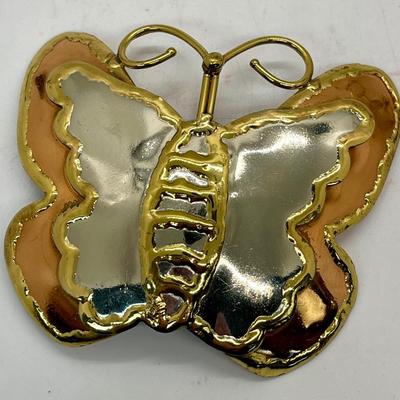Silver Copper Gold tone Metal Butterfly Brooch