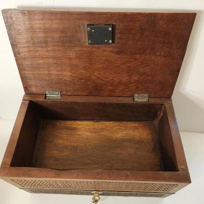 Vintage Heavy Asian Wooden Jewelry Box with Locks & Keys Shanghai China