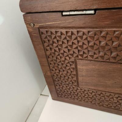 Vintage Heavy Asian Wooden Jewelry Box with Locks & Keys Shanghai China