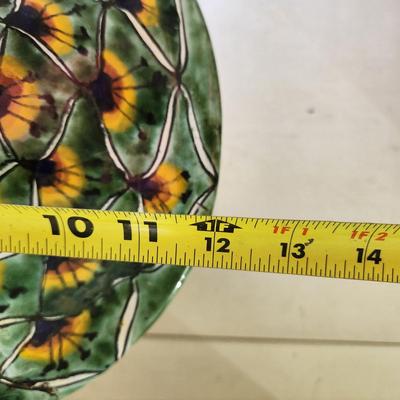 Vintage Hand Painted Ceramic & Glass Hanging Lamp