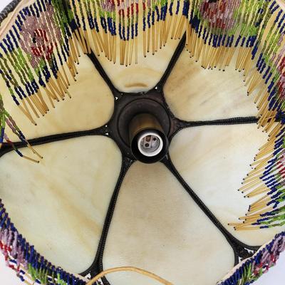 Vintage Victorian Slag Stained Glass Hanging Light Shade 6 Sided