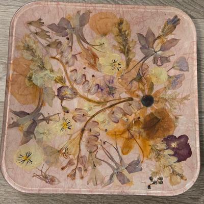 Pressed Flower Glass Platter