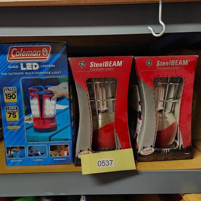 Lot of 3 New Coleman GE SteelBEAM battery lanterns Camping