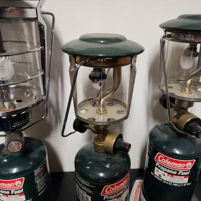 Lot of 3 Coleman Propane Camping Lanterns + 1 Full tank