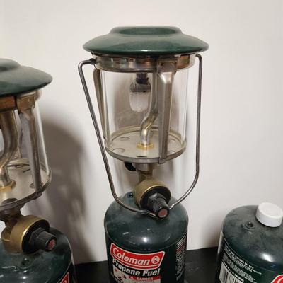 Lot of 3 Coleman Propane Camping Lanterns + 1 Full tank